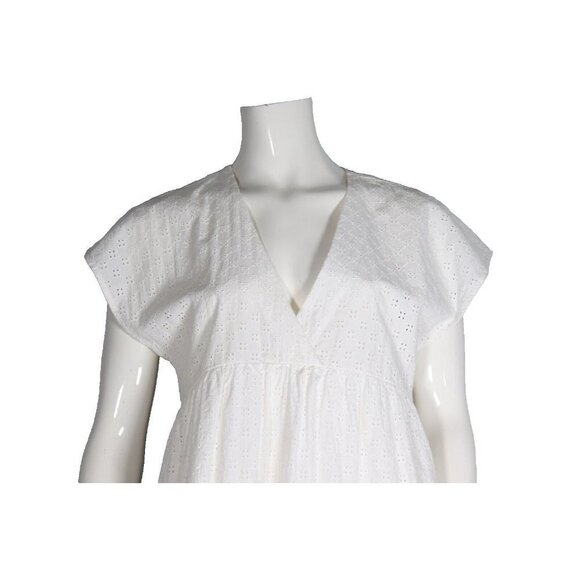 Wilfred Women's Small White Misha Dress Short Sleeve V-Neck Babydoll Mini $168 - Picture 2 of 7